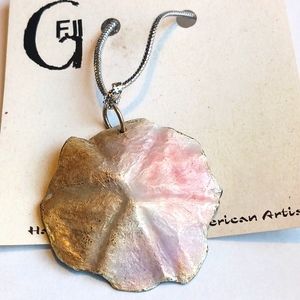 Pendant Necklace Vintage Hand Crafted Enamel on Copper American Artist Shell